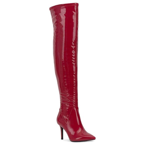 NEW Jessica Simpson Abrine Red Patent Pointy Stiletto Over-the-Knee Boots Sz. 6 - Picture 1 of 6